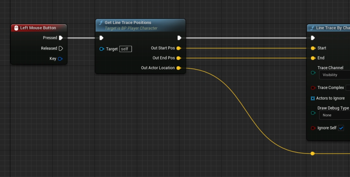 An image showing the newly created blueprint function being used in place of the old blueprint nodes that were collapsed